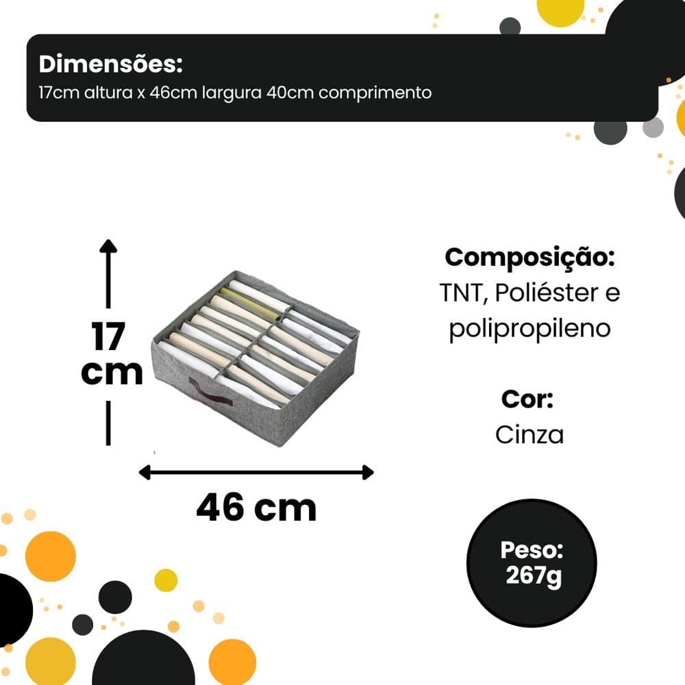 Organize Sua Gaveta com 16 Divisórias Cinza Roupas Íntimas Meias Cintos Acessório Momento perfeito para ser criativo :)