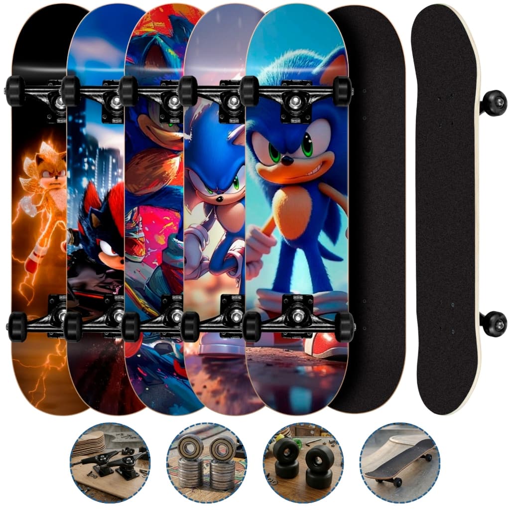 Skate Sonic Para Iniciantes Montado Completo Pronto Para Andar Até 70kg
