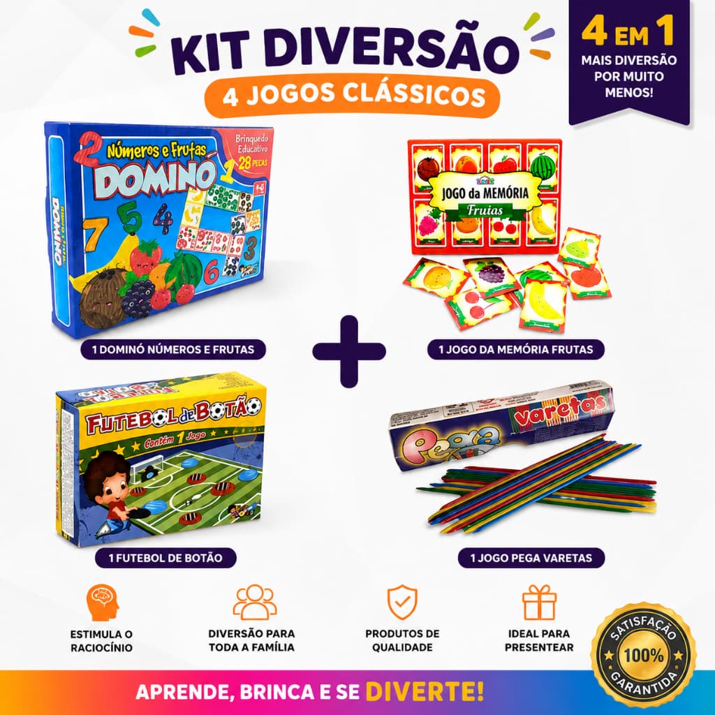 KIT PRENDA FESTA JUNINA  - JOGO DE DOMINO-MEMORIA-FUTEBOL-VARETAS -4050
