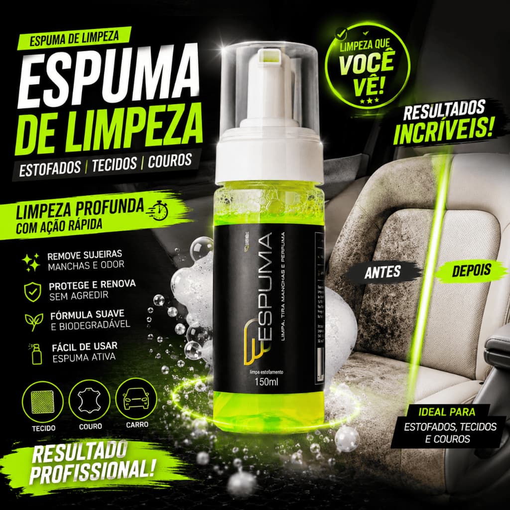 Espuma Limpa Banco Automotivo Tira Manchas Tecido Couro Carpete Painel Interior De Carro 150ml House Of Motors