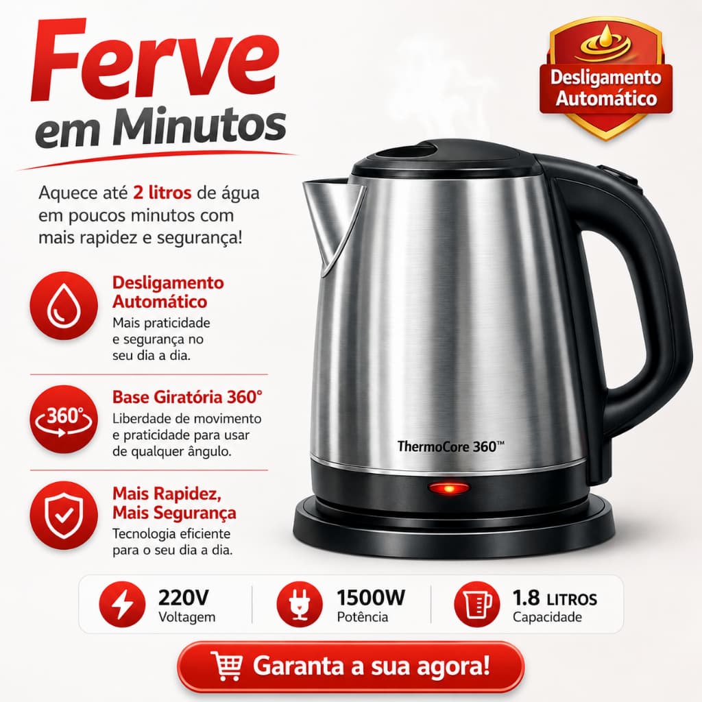Chaleira Elétrica 1,8L 127V ou 220V Jarra Bule com tampa Agua Quente Cafe Cha ou CHALEIRA APITO 2,5L