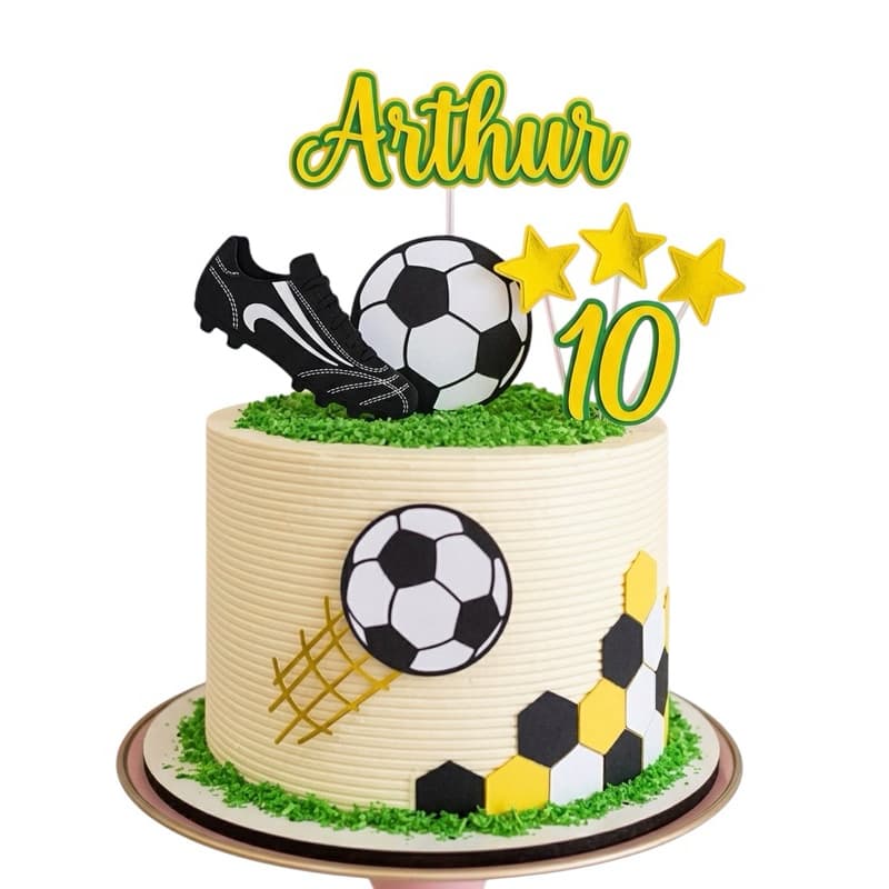 Topo de Bolo Futebol Brasil Verde e Amarelo Tema Torcida Brasileira