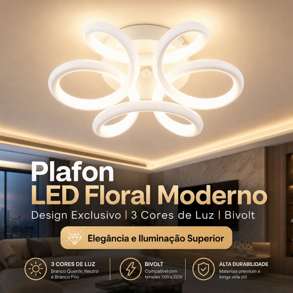 Luminária De Teto Pendente Bivolt 3 Cores 22W Led Moderna Lustre para Corredor Sala Quarto Cozinha Lustre de teto