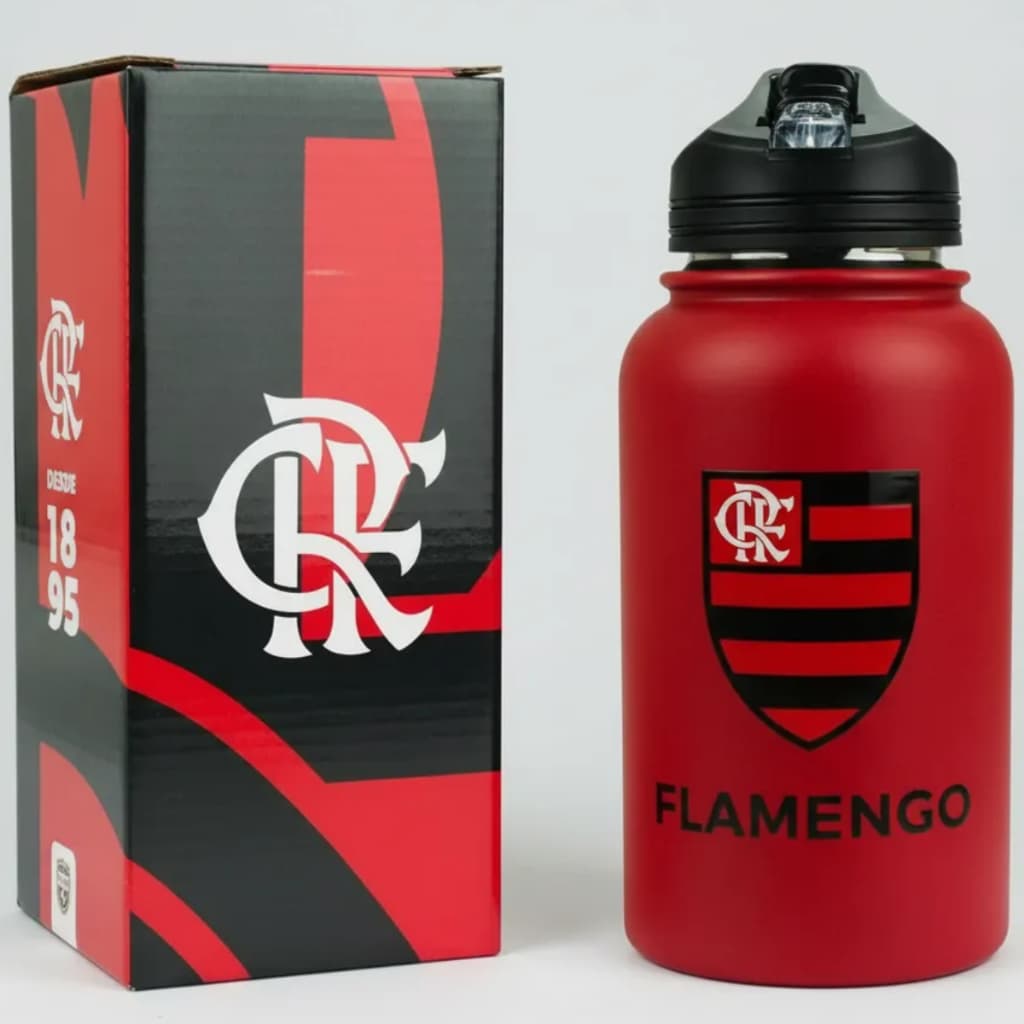 Garrafa Inox Canudo 900ml Flamengo Ref.: QH083-5-B