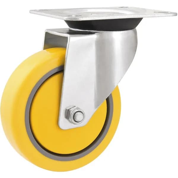 Rodízio Giratório Leve de Poliuretano e PVC Amarelo 5" 150kg - VONDER