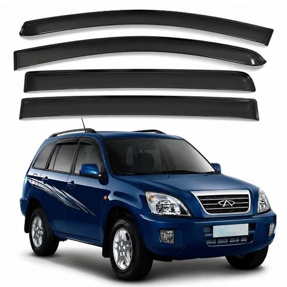 Calha Defletor de Chuva Chery Tiggo 2010 a 2017 4 Portas Acrílico Fumê Ecoflex