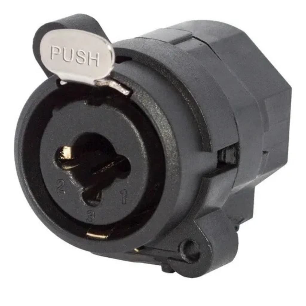 Plug Conector Painel Medusa Combo Xlr Femea Com Trava P10