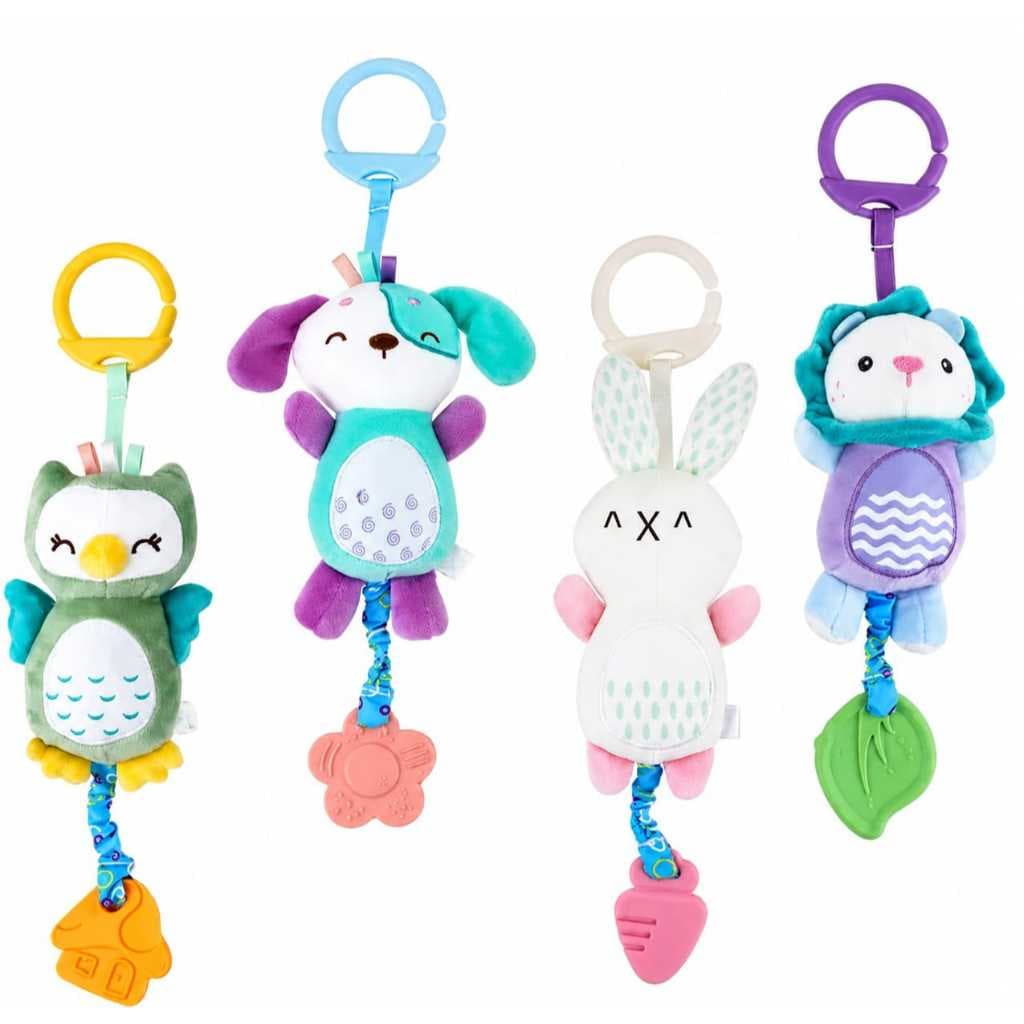 Brinquedo Mobile Pelúcia com Chocalho Mordedor Sensorial - Berço Bebê Conforto Carrinho Montessori