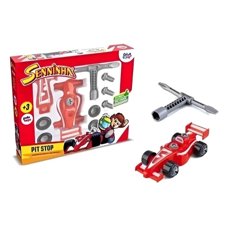 Carrinho F1 Senninha Pit Stop Vermelho 1:32 Desmontável