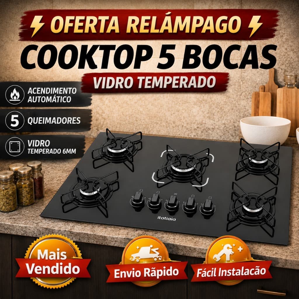 Fogao Cooktop 5 ou 4 bocas Itatiaia Essencial 5 Bocas Envio Imediato