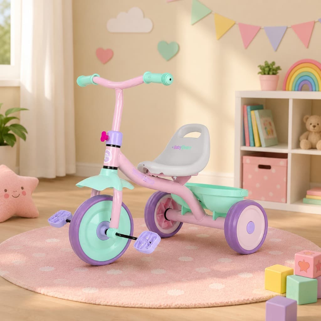 Bicicleta Triciclo Infantil Rosa Pedal Cestinha Bicicleta Criança Diversão Segurança