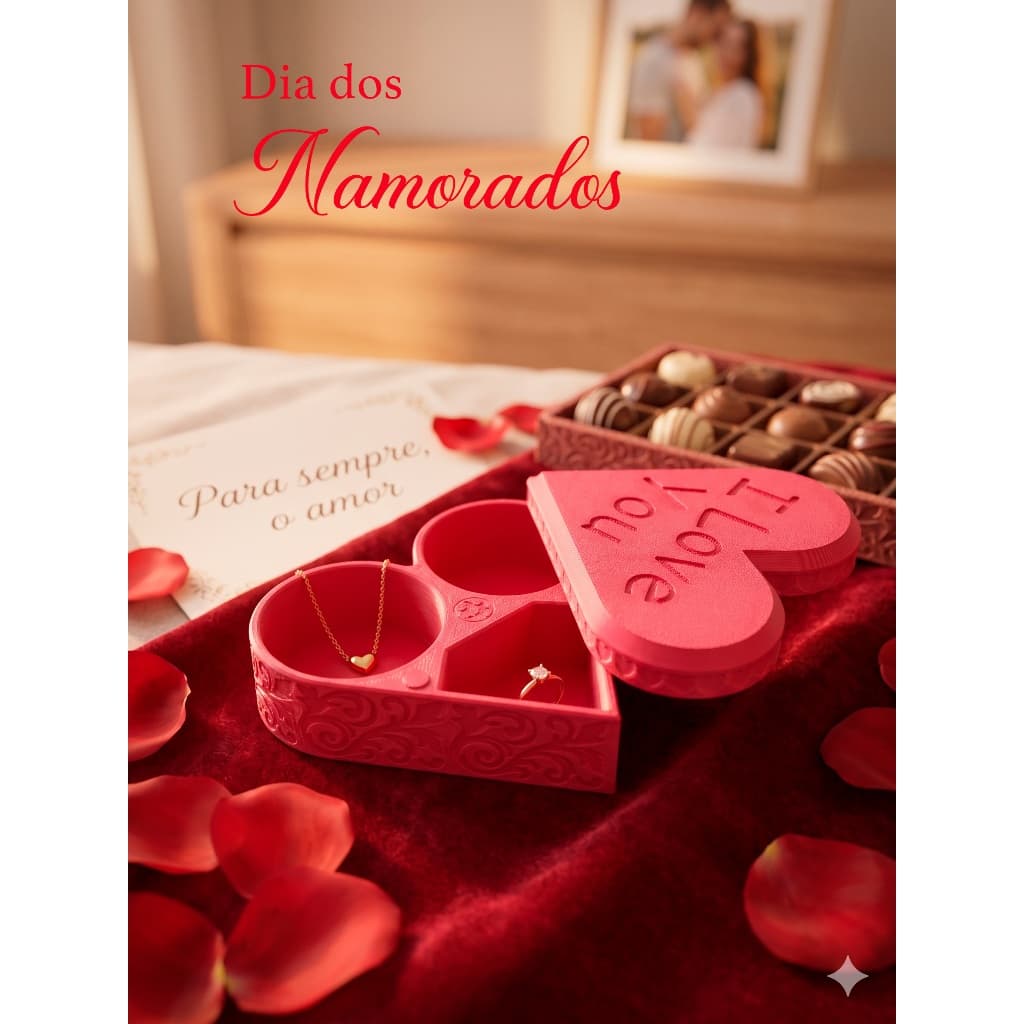 💖 Porta Joias Coração tampa giratória “I Love You” – Perfeito para o Dia dos Namorados 💖Envio em 24H!