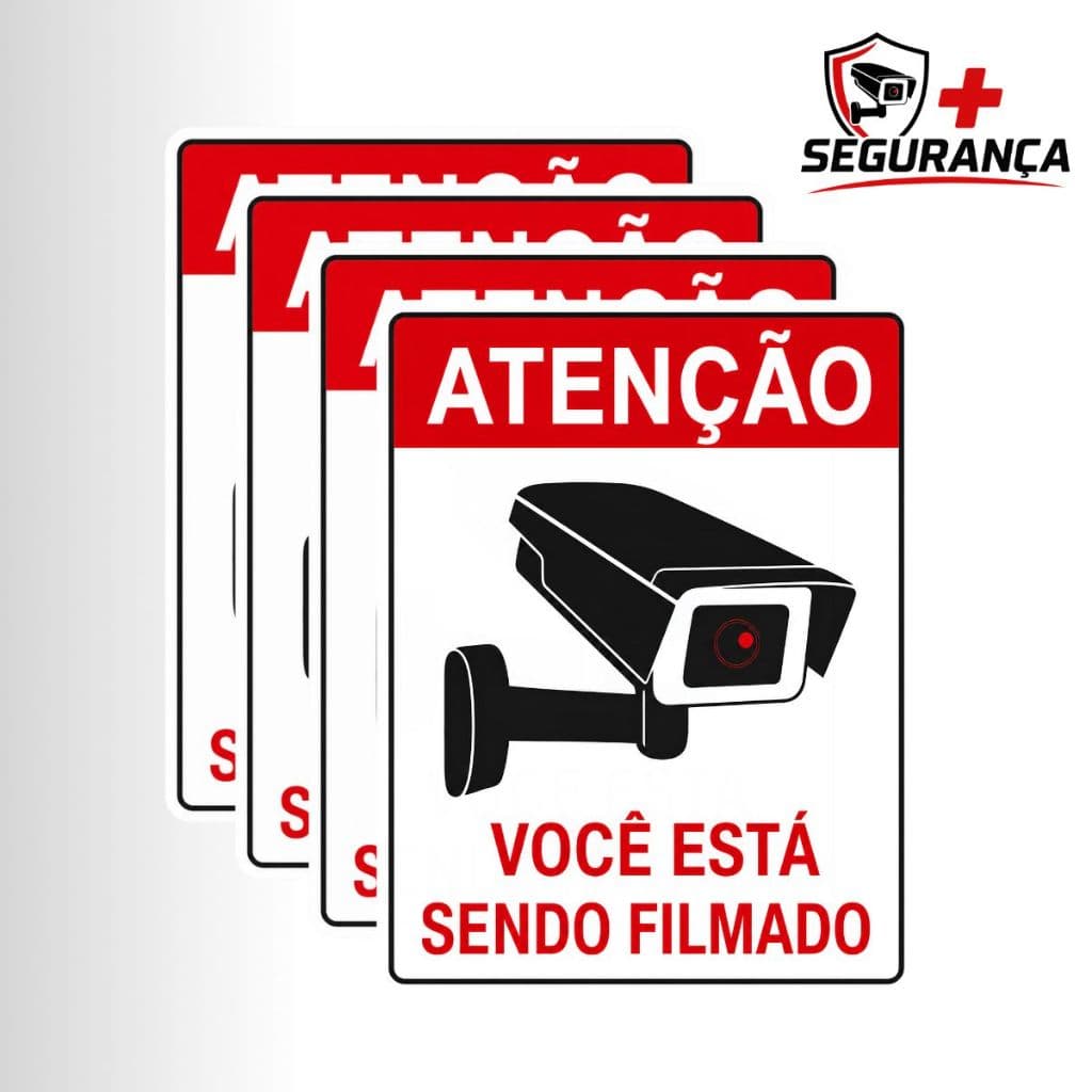 Placa Ambiente Monitorado 24h Você Está Sendo Filmado Plaquinha com Dupla Face