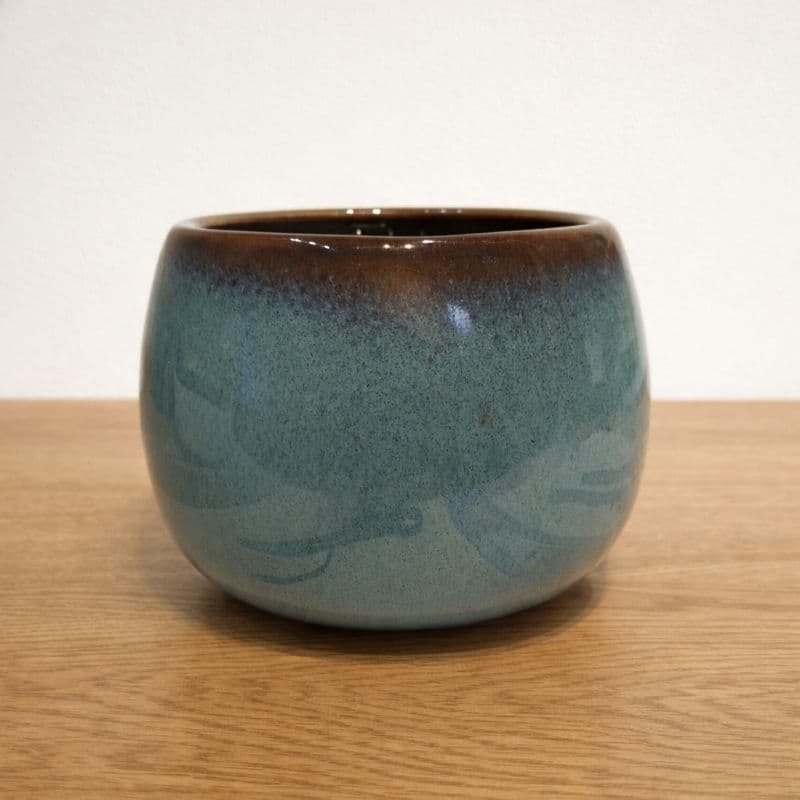 Vaso de Cerâmica Decorativo Redondo Azul Premium Cachepot Moderno para Plantas e Decoração