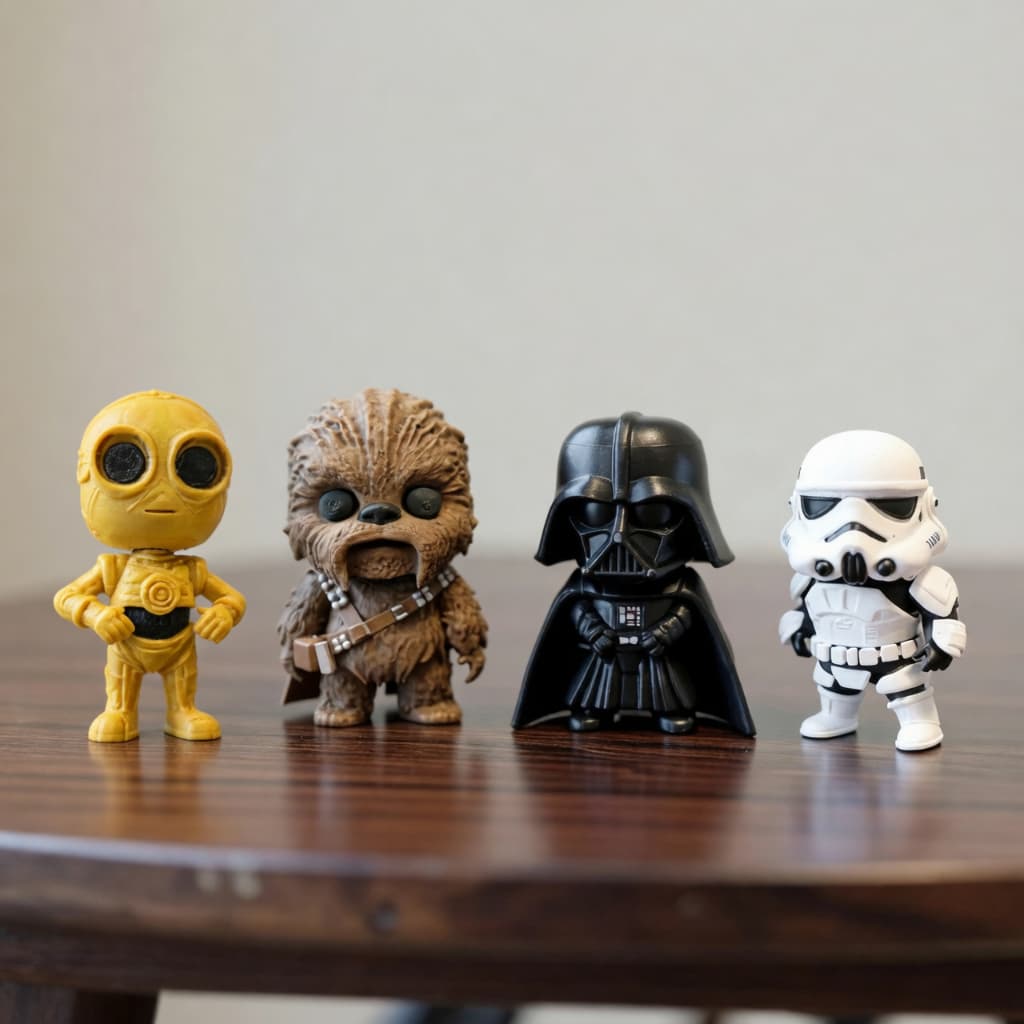 Bonecos Mini Starwars ActionFigures  StormTrooper DarthVader ChewBacca C3PO Chibi 8cm Faça a Coleção