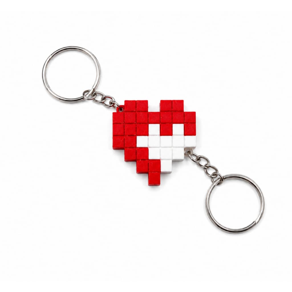 Chaveiro Metadinha Casal 3D | Chaveiro Coração Pixel | Presente Romântico | GL Print Lab