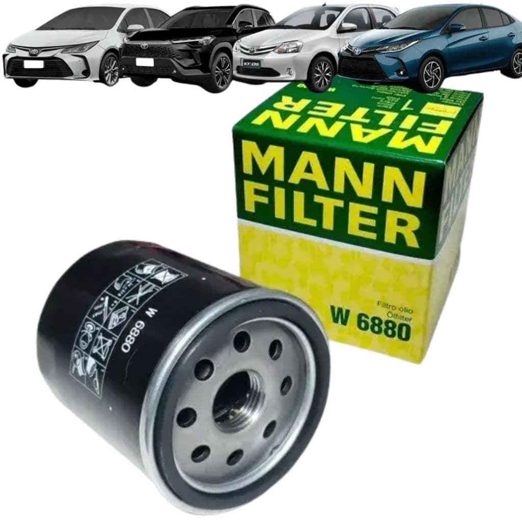 Filtro Óleo W6880 Toyota Corolla 1.6 1.8 1992 a 2025 - Etios / Yaris - Camry (Mann Filter W6880)