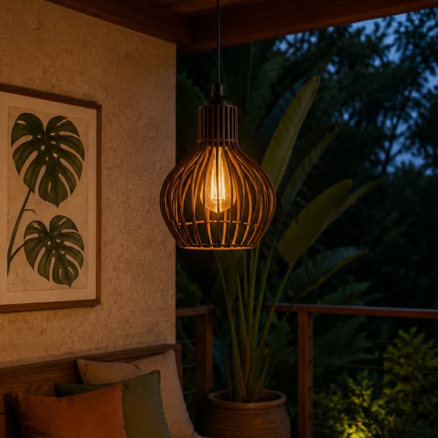 Pendente Luminária Rustico Madeira Teto Area Gourmet - Soquete E-27 - 1ppp