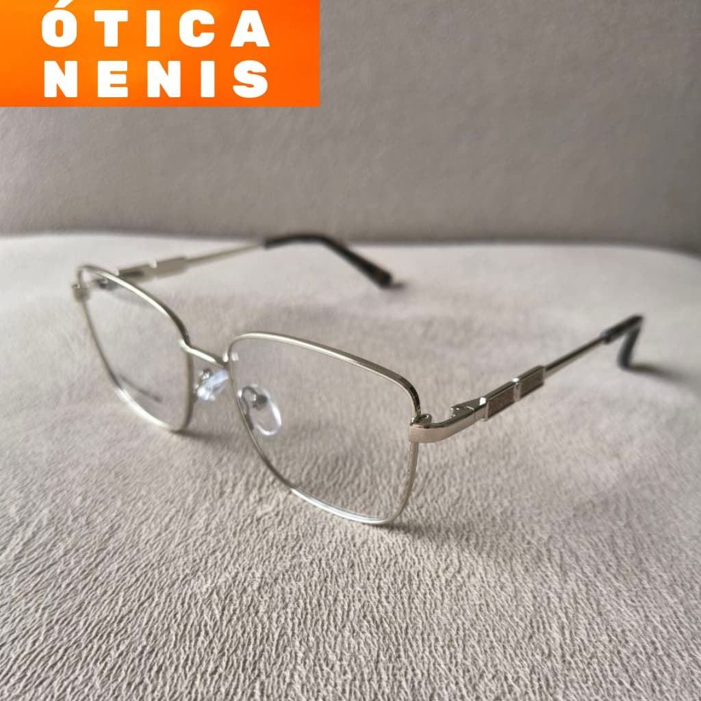 Armação feminina metal gatinho arredondada estilosa dourada prata gatinha feminino modelo isa61023