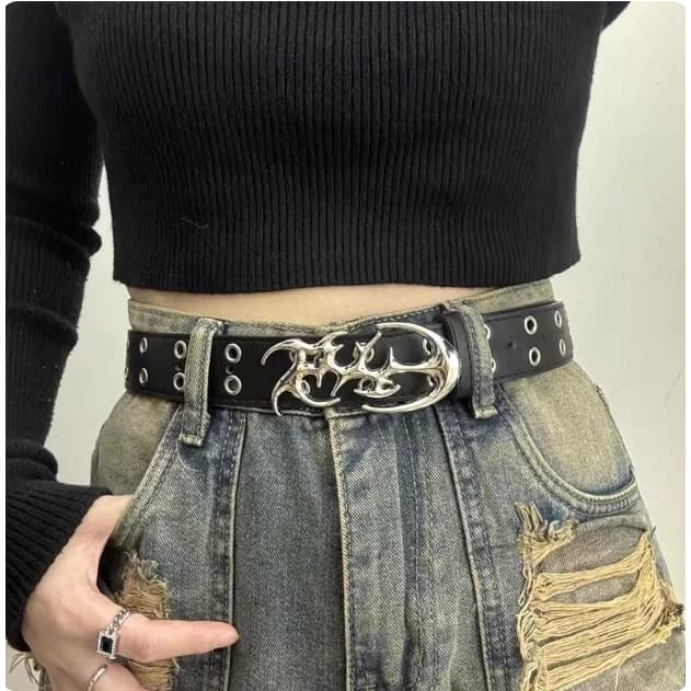 Cinto unissex cravejado jeans estilo de rua estilo blogueiro moda festa e festival halloween