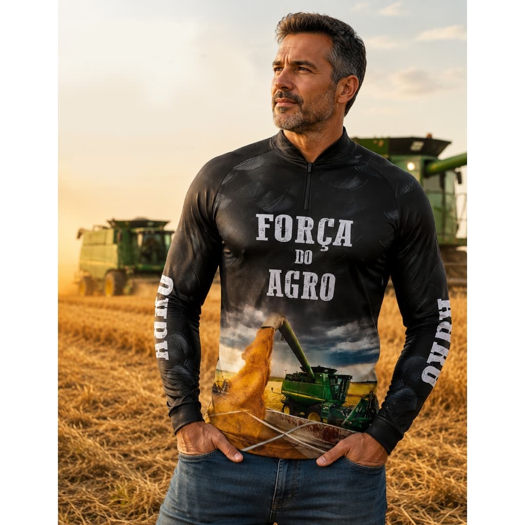 Camisa Agro Colheita Tecido Térmico Fresco Proteção Uv50+ Agropecuária Camiseta Roça