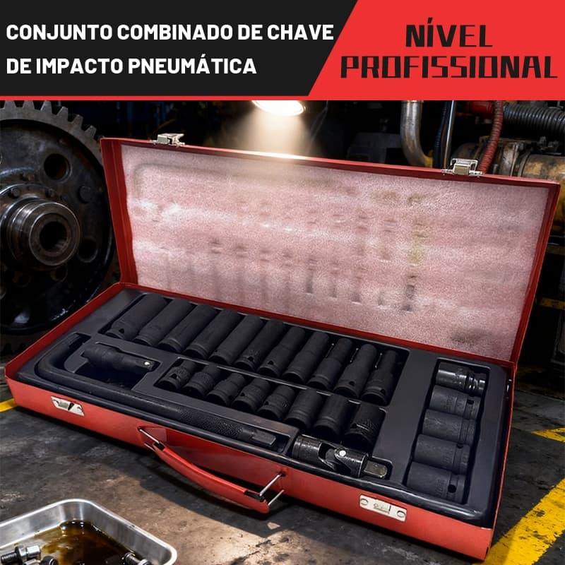 Conjunto de Soquetes Profissional 27 Peças AL-037 Resistente à Corrosão para Manutenção Automotiva