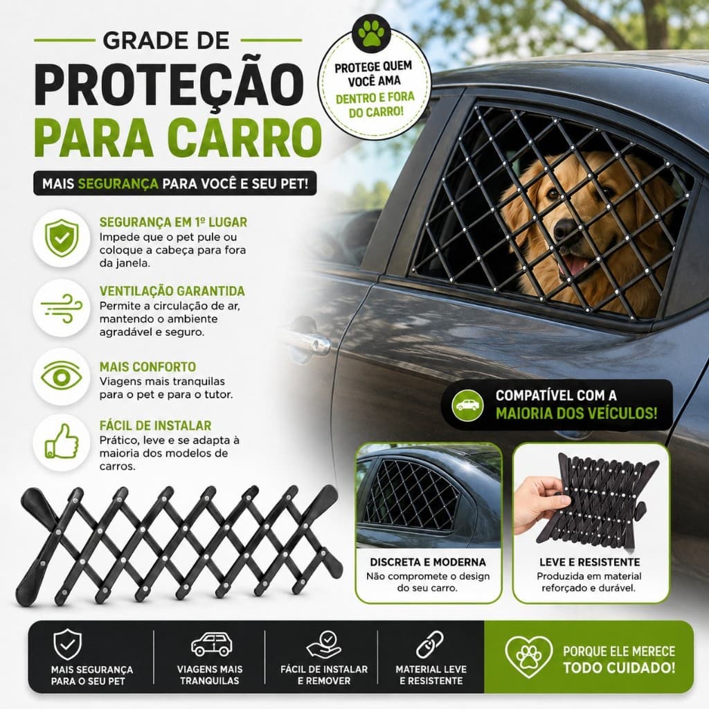 Grade para Carro – Proteção e Circulação de Ar PET e crianças - Qualidade Premium - Envio Imediato