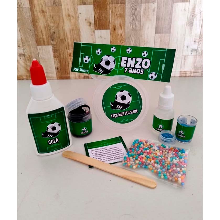 Kit Slime | Faça você mesmo | Lembrancinha Personalizada | Tema da sua festa | Futebol