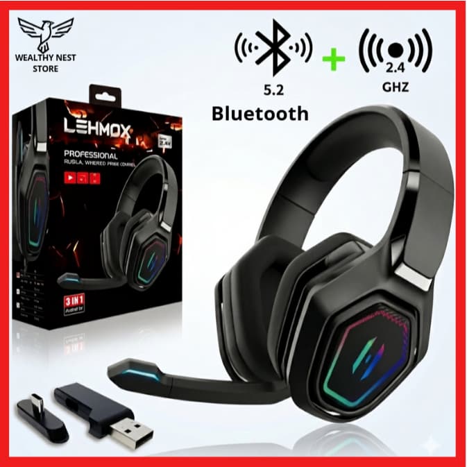 Fone Headset Gamer Bluetooth Sem Fio com Microfone HD | Redução de Ruído | Áudio Estéreo | LEY-2253