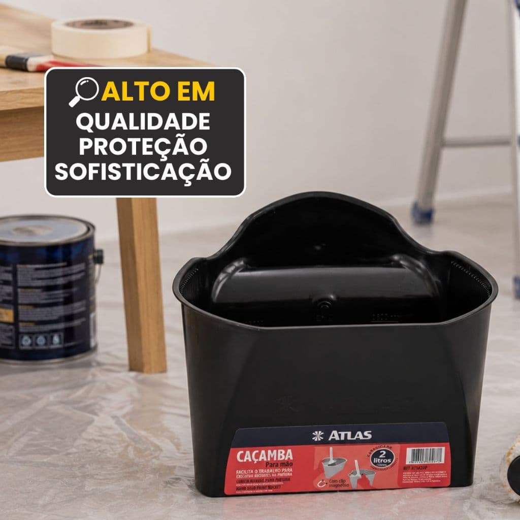 Bandeja Caçamba de Pintura Atlas 2L Com Imã Porta Trincha Rampa Anti Respingo