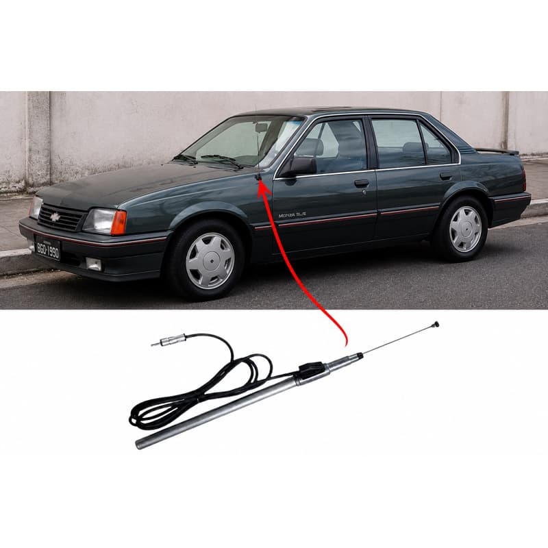 Antena Cromada Telescópica 4 Estágios C/ Cabo Sedan Fusca Vw monza Santana Verona caravan Vectra Toyota Corona