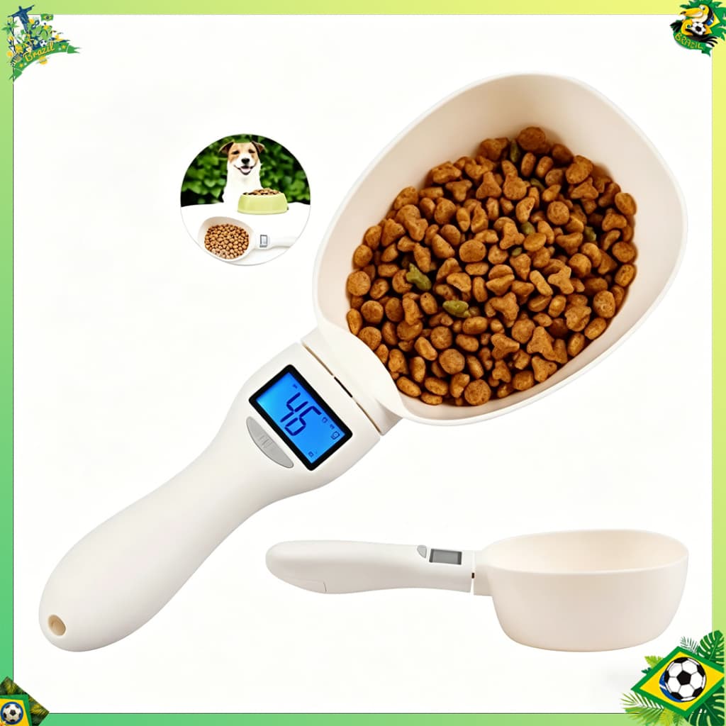 Balança Colher Digital Dosadora de Ração para Pet Cães e Gatos Alta Precisão