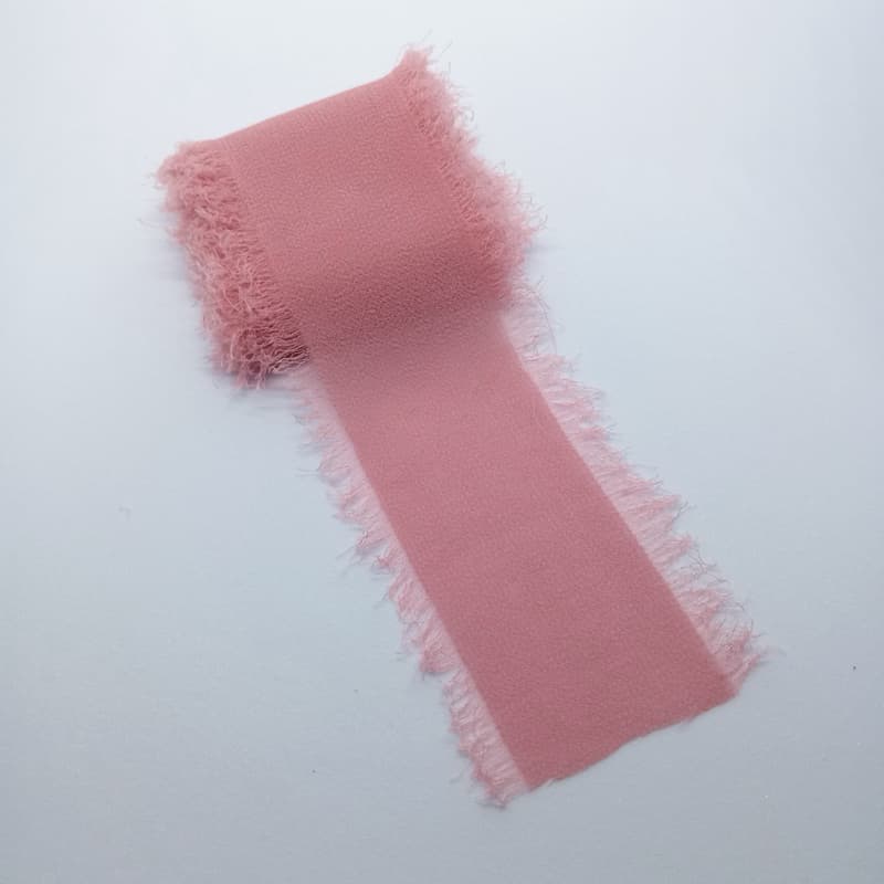 Fita Chiffon Rosê Artesanal Rústica Desfiada para casamentos, caixas padrinhos, festas