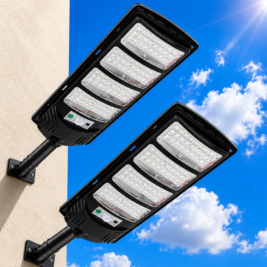 Kit 2 Luminária Solar Luz Solar Iluminação Externa 1800W/1600W com Sensor De Movimento