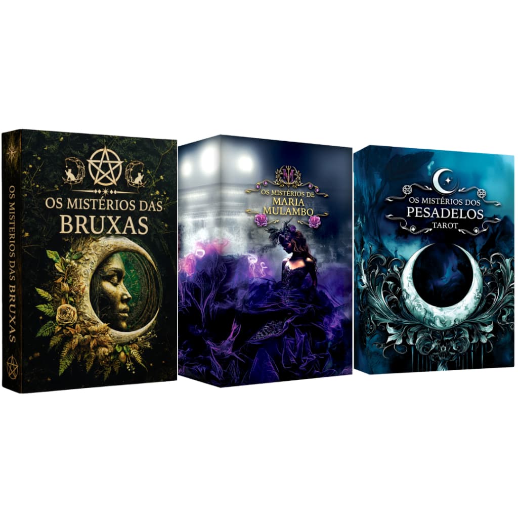 Kit 3 Tarot os Mistérios de Maria Mulambo e Baralho das Bruxas e Tarô dos Pesadelos Cartas Plastificadas e Manual
