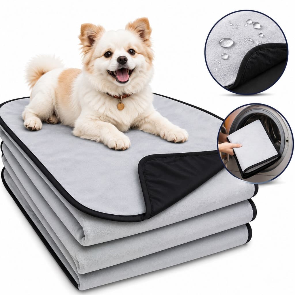 Kit 3 Tapetes Higiênicos Laváveis Cães 70x50cm 200 Lavagens Base Lona Impermeável Absorvente