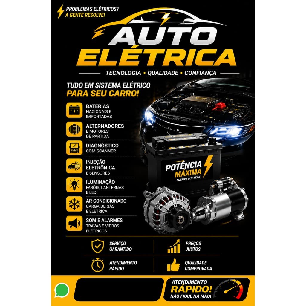 Banner Auto Elétrica Personalizado Diversos Tamanhos Alta Qualidade Oficina Auto Center