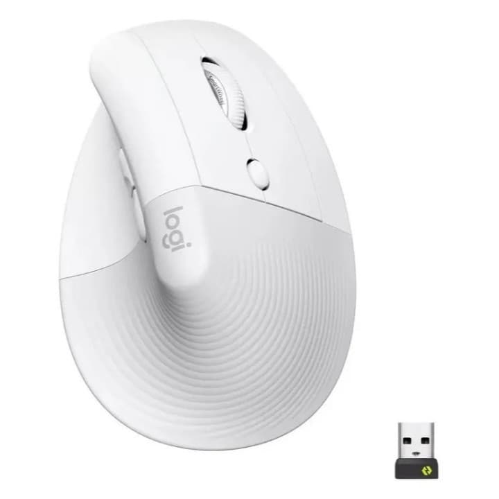 Mouse ergonômico sem fio Logitech Lift com sensor óptico branco