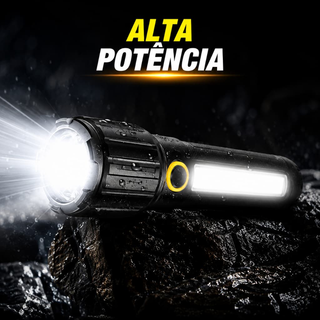 Lanterna LED Super Potente Tática Mais Forte Do Mundo Potente Sitio Fazenda Acampamento Camping Segurança