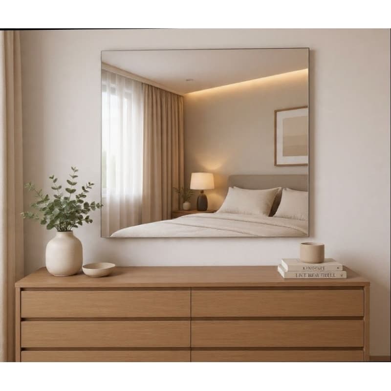 Espelho 90x80 Grande Decorativo Para Quarto/Banheiro/Sala Maquiagem Para Fixação Em Paredes
