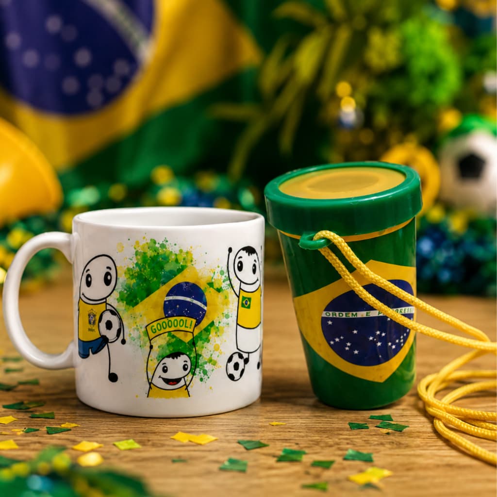 Kit Corneta E Caneca Festa Copa Do Mundo Torcedor Brasileiro