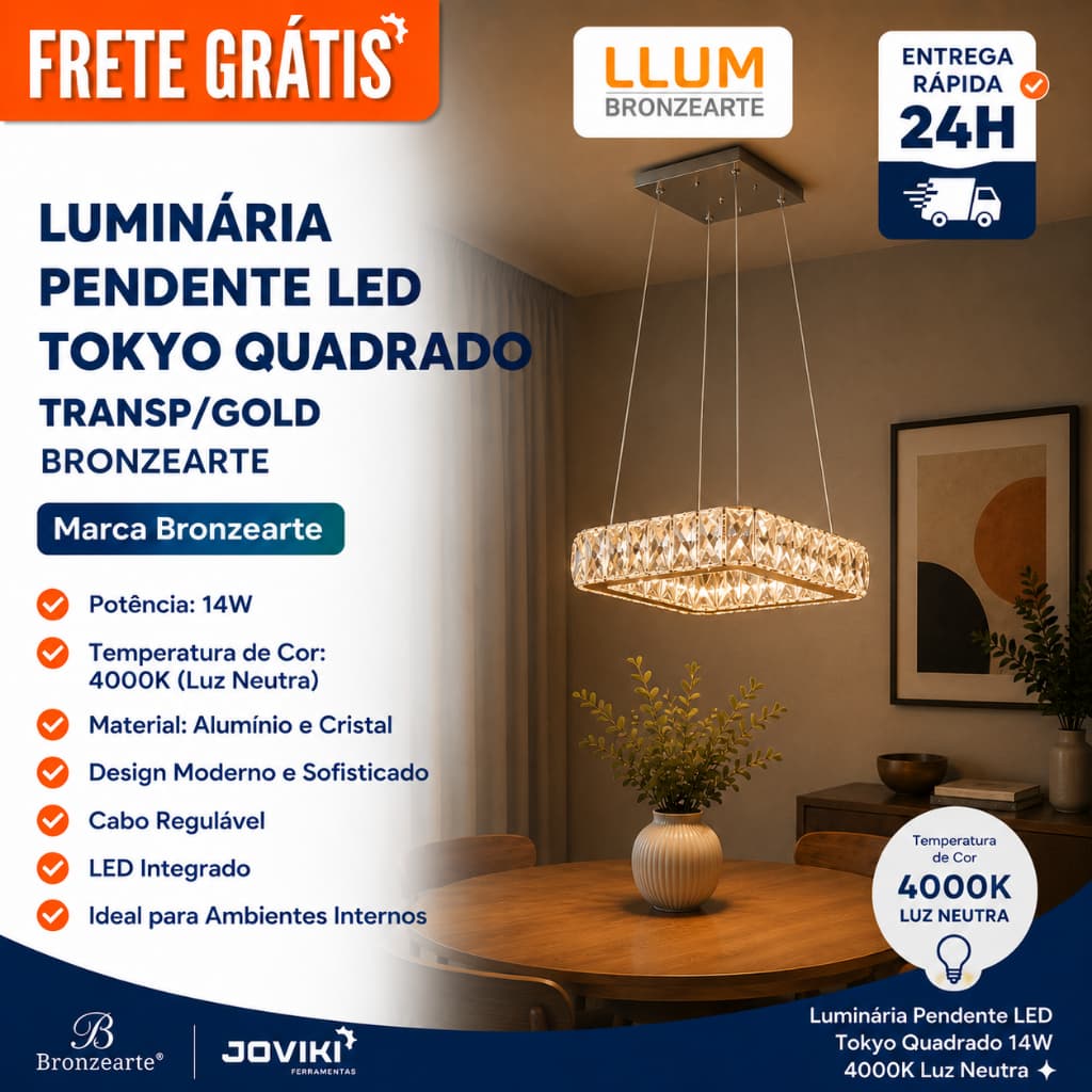 Luminária Pendente Quadrado para Teto Tokyo de LED