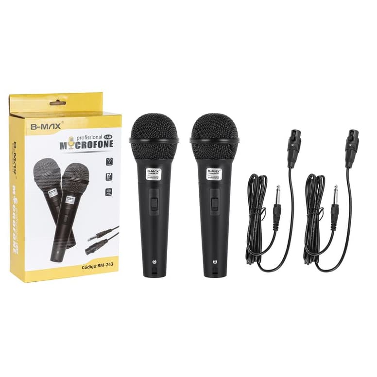 KIT 2 Microfone Dinâmico Profissional Anti-Ruído Com Cabo XLR de 2.5 Metros Plug P10 original