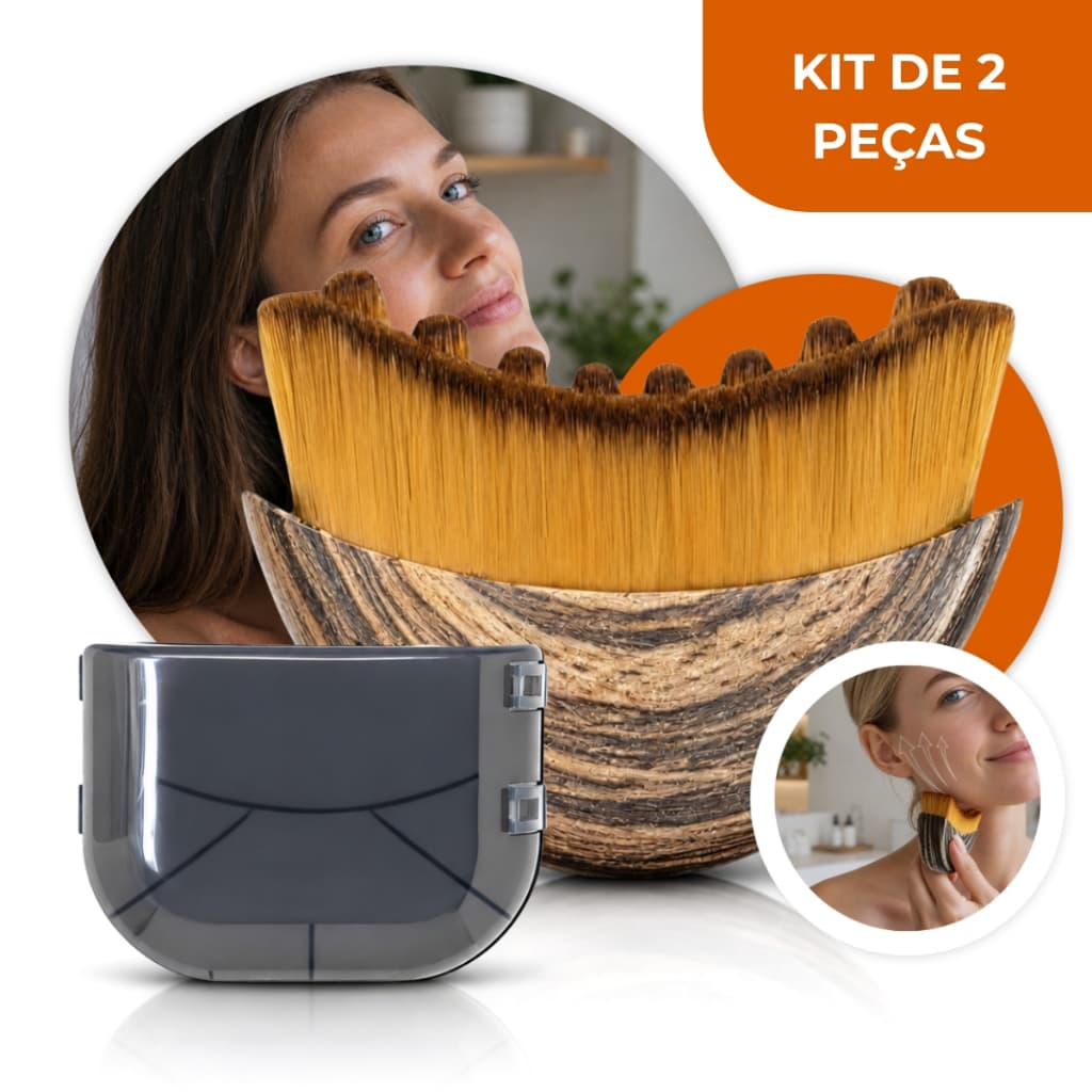 Kit 2 Escova De Massagem De Drenagem Linfática Ergonômica Macia Contorno Facial E Mandíbula Lifting Reduz Inchaço