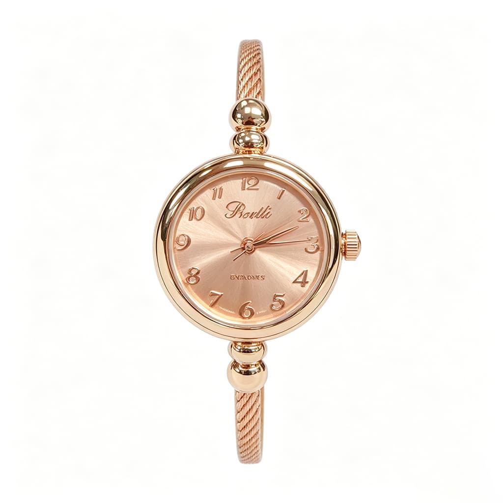 Relógio feminino rose gold luxo barato de quartzo pulseira aço trançado ajustável para todos os estilos uso diário prese
