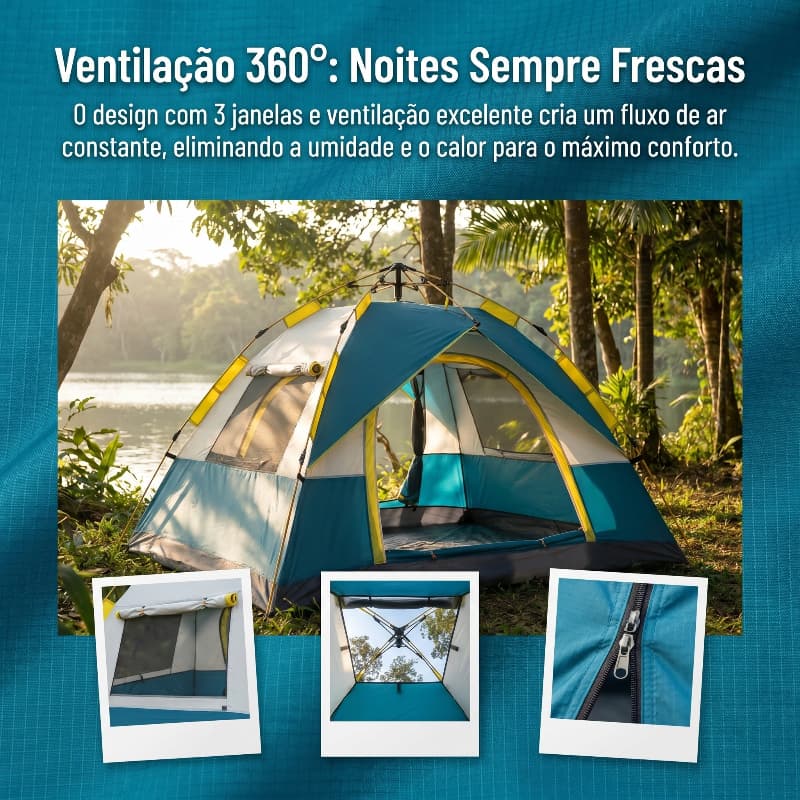 WALCOS Barraca de Camping 3-4 Pessoas Prova d'água,Barraca Acampamento Automático 210*200*135cm