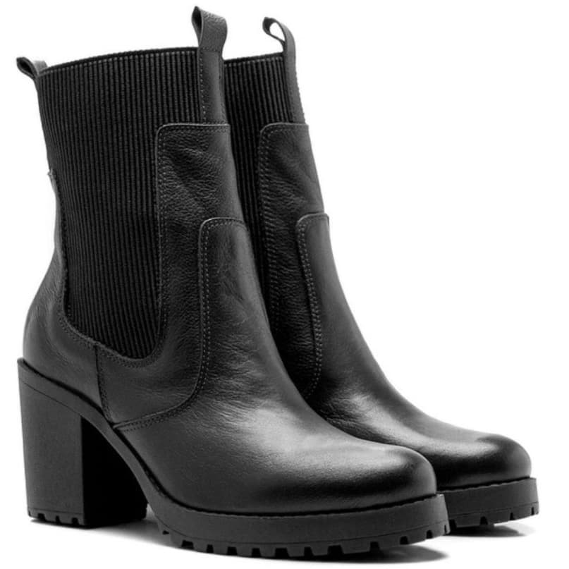 Bota Feminina Burke Salto Alto Bico Redondo Cano Meia Knit Confortável Moda Atual Blogueira