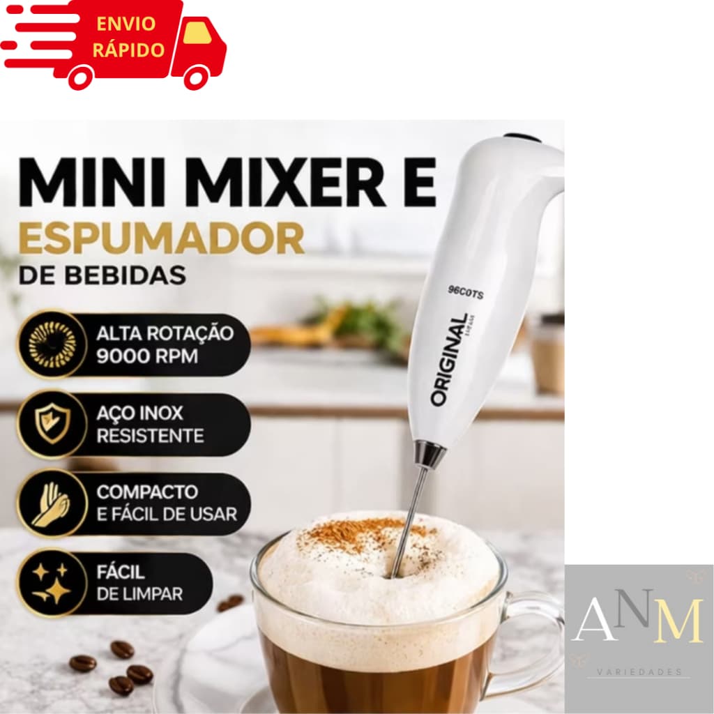 Misturador Portátil de Bebidas Batedor Espumador Leite Cozinha Cafe Ovo