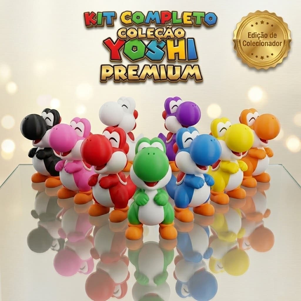Kit Completo Coleção Yoshi Premium Com 9 Cores Bonecos Edição De Colecionador Especial