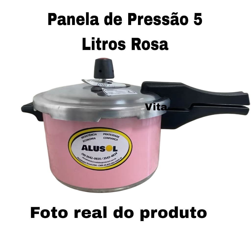 PANELA DE PRESSÃO 5,0 LITROS - FECHAMENTO INTERNO - ROSA